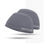 COLD FACTOR Instant Cooling Skull Cap & Helmet Liner 2 Pack, UPF 50+, Lite Chemical-Free Evaporative Cooling, Lasts 2+ Hours, Gray, One size