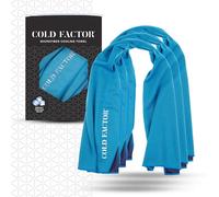 COLD FACTOR Instant Cooling Towel (Blue) | UPF 50+ & Reflective Safety | Moisture Wicking | Chemical-Free Evaporative Cooling |2 Hours of Cool Comfort | 3 Packs