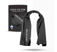 COLD FACTOR Instant Cooling Towel - Sports Cooling Towel with UPF 50+ and Reflective Protection - Moisture Wicking, Chemical-Free Evaporative Cooling for Hot Weather, Runners & Athlete (Black, 1 Pack)