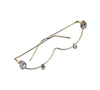 Cold Feng Shui Diamond Glasses Frame, Handmade Water Drop Inlaid Diamond Lensless Eyewear(Golden)