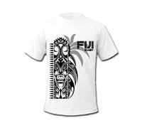 Cold Gun Design Fiji Rugby Polynesian Tattoo Warrior Mask T-Shirts White