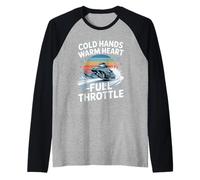 Cold Hands Warm Heart Full Throttle Snowmobile Raglan Baseball Tee