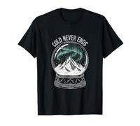 Cold Never Ends Snow Globe Aurora Landscape T-Shirt