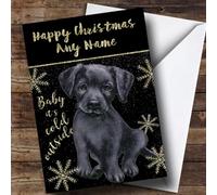 Cold Outside Snow Dog Black Labrador Personalised Christmas Card - Christmas Card For Animal Lover, Animal, Pet Personalised Christmas Card