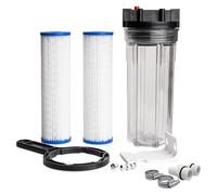 Cold Plunge Water Filter - 10" Filter Housing with 3/4 inch FPT Ports, 2x 50 Micron Filters & Build Guide - Suitable for Ice Baths and Whole Home Filtration - Incl. Mounting Kit & Housing Wrench