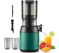 Cold Press Juicer, 130MM Wide Chute for Whole Fruit and Vegetable, 1.8L Capacity, ≥98% Juice Content, Juicer Machines with 2 Cups for Healthy Drinks green