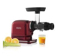 Cold Press Juicer Machine, Red Electric Masticating Slow Juicer for Whole Fruits & Vegetables, Compact Design with Juice Bottles, Easy Clean