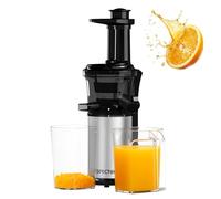 Cold Press Juicer Machines, Automatic Masticating Juicer for Fruits and Vegetables, Powerful Slow Masticating Juicer with Two-layer Filter, High Juice Yield, 2 Cups and Brush