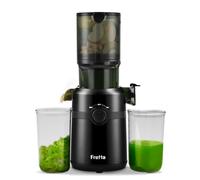 Cold Press Juicer Machines,Fretta Slow Masticating Juicer with 108mm &1.0L Hopper for Whole Fruits and Vegetables,200W Self Feeding High Yield Juice Extractor,BPA Free Tritan, (Black)