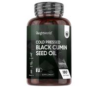 Black Seed Oil Capsules 1000mg - 180 Softgels (Capsules) - 6 Months Supply - Cold Pressed Black Cumin Seed Oil - 1 per Day - Source of Thymoquinone & Omega Fatty Acids - Kalonji or Nigella Sativa