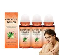 Cold Pressed Castoric Oil with Rose Quartzes Roller Ball, Soothing Rollerball, Mild Plant Formulas, Deep Moisturizing Lasting Hydration, Non-Greasy Refreshing for Face Neck Belly Under Eye Skin (PCS3)