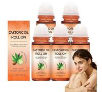 Cold Pressed Castoric Oil with Rose Quartzes Roller Ball, Soothing Rollerball, Mild Plant Formulas, Deep Moisturizing Lasting Hydration, Non-Greasy Refreshing for Face Neck Belly Under Eye Skin (PCS5)