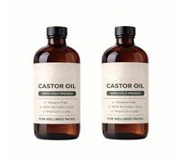 Cold-Pressed Hexane-Free Castor Oil, Natural Moisturising Oil for Hair, Eyebrows, Eyelashes, Face & Body Skin, Suitable for All Skin and Hair Types, 100ml (2PCS)