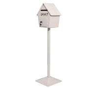 Cold Rolled Steel Mailbox with Lock Plastic Spraying Process Outdoor Vertical Rainproof Mailboxes Handmade Boxes Door Fully Open Parcel Boxes (White)