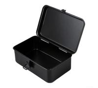 Cold-Rolled Steel Storage Box 20x13cm Secure Latch(Black) | Sturdy metal construction, dust-proof enclosure, protects stamps and pens, compact footprint, long-lasting use
