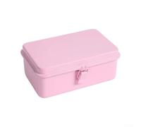 Cold-Rolled Steel Storage Box 20x13cm Secure Latch(Pink) | Sturdy metal construction, dust-proof enclosure, protects stamps and pens, compact footprint, long-lasting use