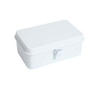 Cold-Rolled Steel Storage Box 20x13cm Secure Latch(White) | Sturdy metal construction, dust-proof enclosure, protects stamps and pens, compact footprint, long-lasting use