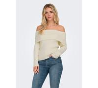 ONLY Women's Onlkatia Ls Off Shoulder KNT Sweater, White Cap Grey/Detail: Melange, M
