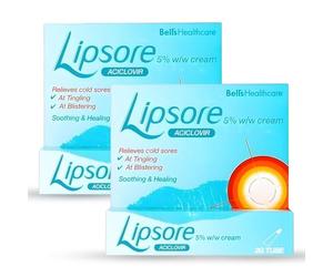 Cold Sore Cream - 5% Aciclovir - Fast Acting Antiviral Treatment for Cold Sores, Rapid Relief Lip Cream, Reduces Healing Time - Lipsore 2 x 2g Blister Care