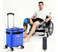 Cold Therapy Machine with Programmable Timer & Easy-Rolling Wheels, Portable Ice Machine for Knee Surgery Recovery, Post-Op Cryotherapy Pain Relief w/Compression Pad for Shoulder, Ankle