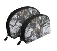 Cold Tree Camouflage Print Small Purses 2Pcs Portable Coin Purse Makeup Bag Soft Vacation Pouch Change Holder Wallet with Zipper Portable for Shopping Travel Party Cosmetic Bag