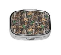 Cold Tree Camouflage Print Square Metal Pill Box Decorative Pill Case - Carry Your Meds in Style (Rectangular)