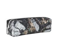 Cold Tree Camouflage Printed Leather Pencil Case Simple Pen Pencil Pouch Office Large Pencil Bag Stationery Box for Men Women Teens Students