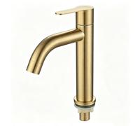 Cold Water Basin Tap, Single Lever Monobloc Faucet With High Spout For Bathroom/Toilet, 304 Stainless Steel Brushed Gold Modern Water Tap (S)