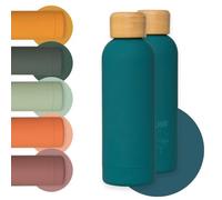 Cold Water Bottle 500ml Leak Proof Thermal Water Bottle with Soft Feel Matte Finish & No straw. Insulated Flask is BPA-Free Ideal Drinks Bottles for Adults Gym or Travel - Hummingbird Blue by Perevor