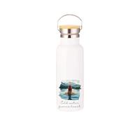 Cold Water Fierce Heart Insulated Water Bottle 500ml - Vacuum Stainless Steel Flask with Bamboo Lid - Wild Swimming Gift, Blonde or Brunette Design (Blonde Hair)