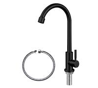 Cold Water Only Kitchen Sink Tap SUS304 Stainless Steel for Kitchen Sink,Black Kitchen Tap High Arc Single Handle Single Hole
