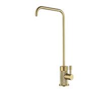 Cold Water Only Kitchen Tap, 360° Swivel, Single Hole Reverse Osmosis Tap, Brass Drinking Water Tap with Push Lever,Brushed Gold