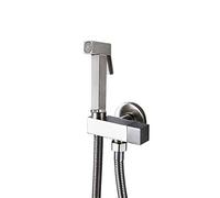 Cold Water Wall Mounted Bidet Sprayer Faucet Set Brass Portable Toilet Bidet Sprayer Set with Pressure Connection for Personal Hygiene(Brushed Nickel B)