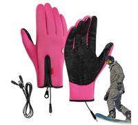 Cold Weather USB Heated Gloves, Built in USB Heating Pad, Zipper Fastening at Back, Touch Screen Windproof, Waterproof and Cold Proof Gloves, for Winter Running, Cycling, Fishing or Hiking