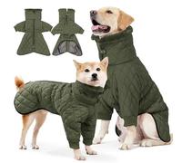 Cold Weather Warm Pet Clothes Outdoor Waterproof With Zip Dog Jacket Winter Thickened Warm Dog Coat Clothing Snow Dog Clothing Labrador German Shepherd French Bulldog Coat,Green,2XL