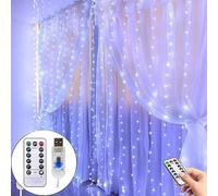 [Cold White] 300 LED Curtain Fairy String Light Decorations Cheistams Weddings Party Occasions in/Out Doors [3x3M]