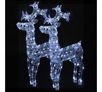 vidaXL Reindeer Christmas Decorations 2 pcs 60x16x100 cm Acrylic, White