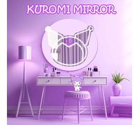 (Cold White Purple) Sanrio Kuromi 1pc LED Mirror - USB Powered, Adjustable Brightness, Contemporary Cartoon Style