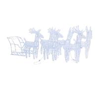 (cold white) vidaXL Reindeers & Sleigh Christmas Decoration 320 LEDs Acrylic Xmas Reindeer