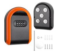 Coldairsoap Magnetic Key Holder with Lock Box - Hidden Under Car Mount, 4-Digit Combination Lock with Resettable Code for Indoor, Outdoor Storage (Orange+Black)