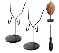 Coldairsoap Mask Display Stand 2Pack, U Style Metal African Tribal Mask Statue Holder with Detachable Base for Sculptures Artifacts Egyptian Roman Greek Pre Columbian Collectible
