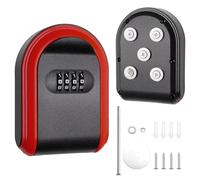 Coldairsoap Red+Black Magnetic Key Holder with Lock, Secure 4-Digit Combination, Attaches to Metal Surfaces, Holds Keys, Cards, Cash, Weatherproof ABS Material