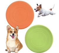 coldchill 7 Inch Dog Flying Disc, Puppy Flyer Toy React Faster Training Interactive Toys for Small Medium Dog, Lightweight Durable and Water Resistant Floating Saucer (Green+Orange)