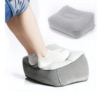 coldchill Inflatable Travel Foot Rest Pillow, Head Pad, Soft Flocking Pillow, Flights Relax Cushion Ottomans Leg Up with Air Pump for Office, Home Relax, Camping and Travel Use (Gray) 1PCS