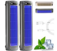 Coldeez Cooling Ace, Enjoy A Quick, Natural, And Healthy Cool Down, Portable Air Conditioner Cooling Fan Quiet With 3 Speeds (Blue*2)