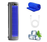 Coldeez Cooling Ace, German Turbo Compression Cooling Technology, Portable Air Conditioner Cooling Fan with 3 Speeds & LED Touch Screen, USB Charging, for Bedroom Office Home (Gray)