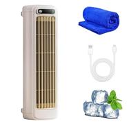 Coldeez Cooling Ace, German Turbo Compression Cooling Technology, Portable Air Conditioner Cooling Fan with 3 Speeds & LED Touch Screen, USB Charging, for Bedroom Office Home (Beige)