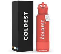 Coldest Insulated Water Bottle with Straw Lid - Stainless Steel Metal Insulated Bottle for Men & Women (Crimson Red, 40 oz)