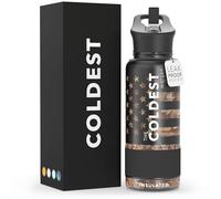 Coldest Insulated Water Bottle with Straw Lid - Stainless Steel Metal Insulated Bottle for Men & Women (Camouflage Flag, 32 oz)
