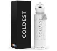 Coldest Insulated Water Bottle with Straw Lid - Stainless Steel Metal Insulated Bottle for Men & Women (Carrara Marble, 40 oz)